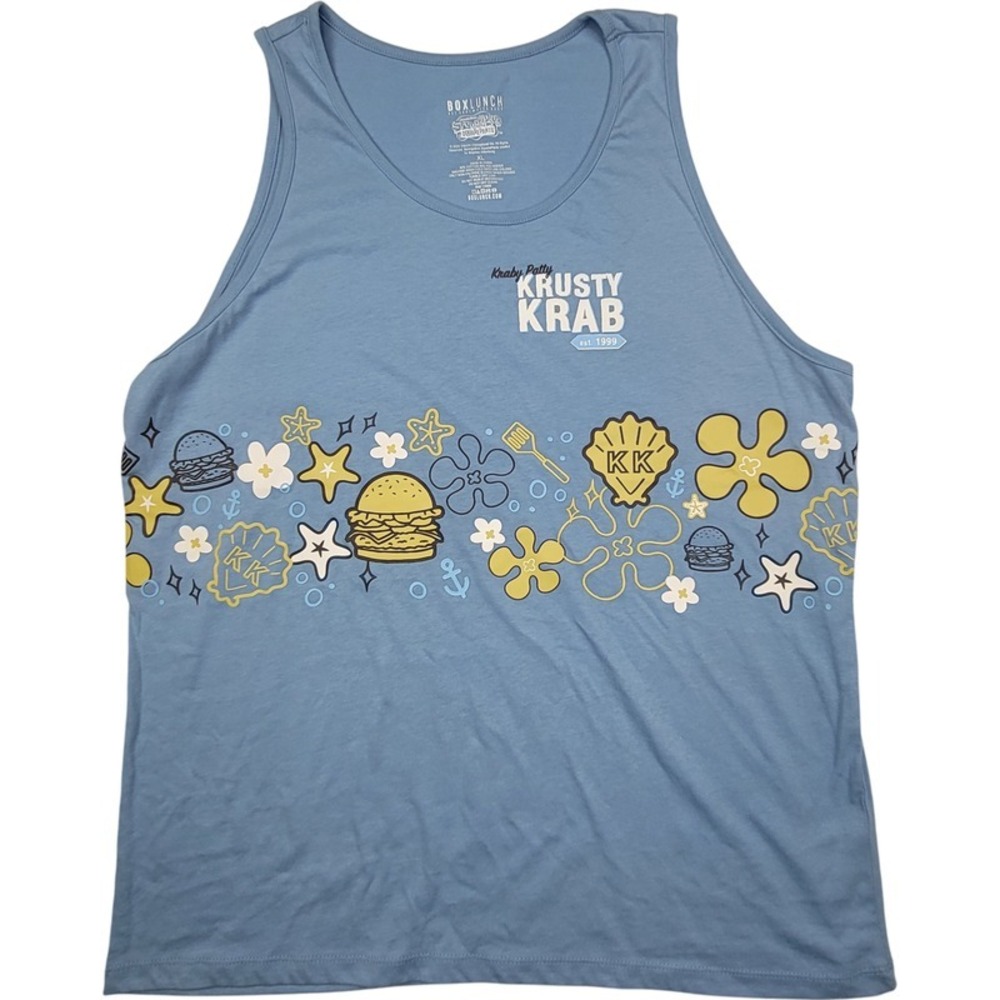 Krusty Krab Men's Tank Top Blue Graphic Print XL 1999 BoxLunch